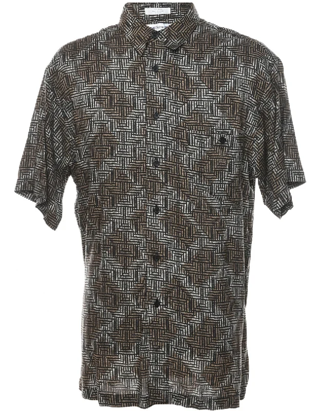 Short Sleeve Grey & Brown Patterned Shirt - XL Tough Men's Military