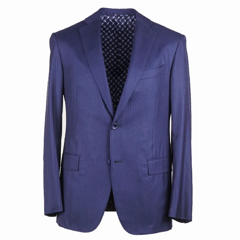 Zilli Navy Blue Stripe Superfine Wool Suit Street