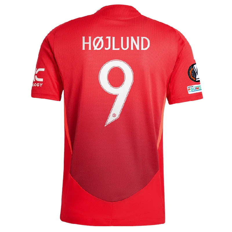 adidas Manchester United Authentic Rasmus Højlund Home Jersey w/ Europa League Patches 24/25 (MUFC Red/Bright Red) Polished Men's Silk adidas Manchester United Authentic Rasmus Højlund Home Jersey w/ Europa League Patches 24/25 (MUFC Red/Bright Red) Polished Men's Silk