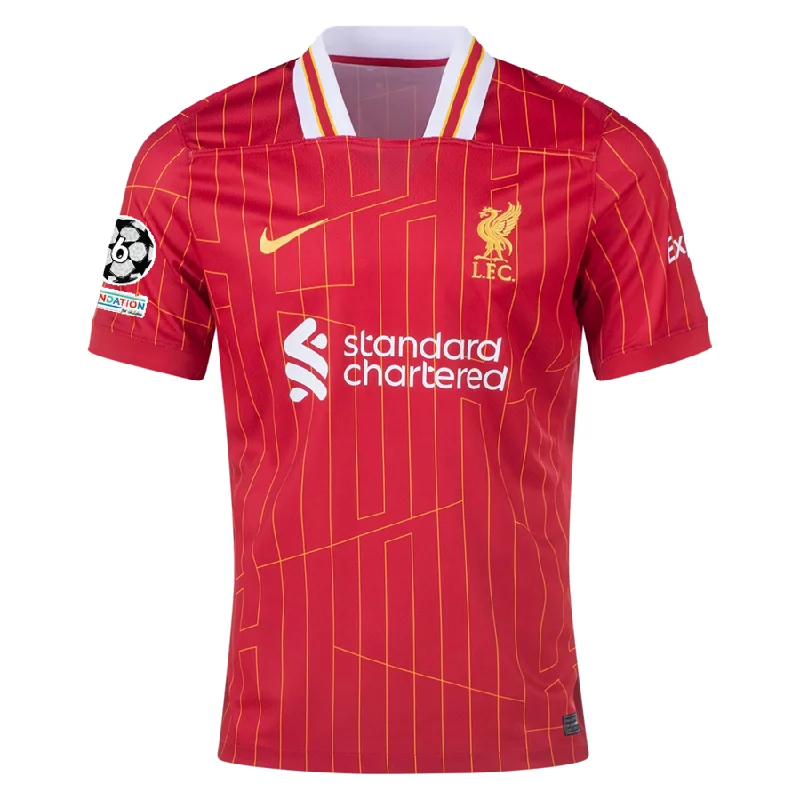 Nike Liverpool Home Jersey w/ Champions League Patches 24/25 (Gym Red/Chrome Yellow) Minimalist Men's Casual Nike Liverpool Home Jersey w/ Champions League Patches 24/25 (Gym Red/Chrome Yellow) Minimalist Men's Casual