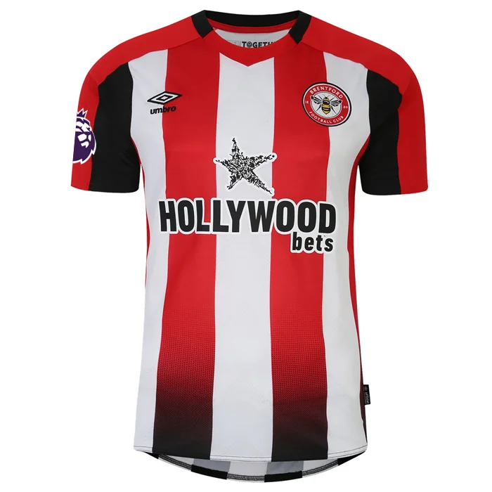 Umbro Brentford Home Jersey w/ EPL Patch 24/25 (Red/White) Laid