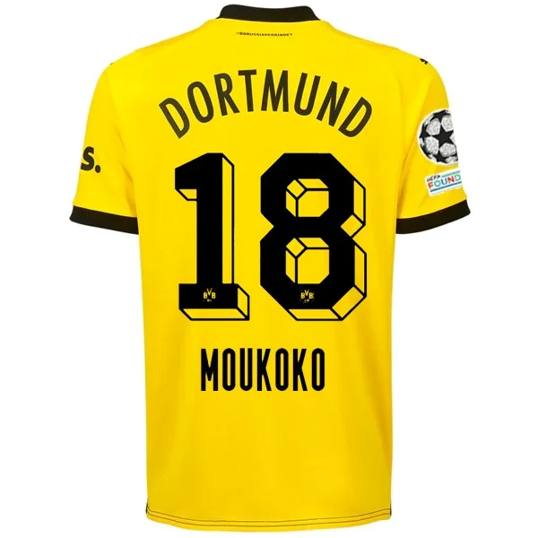 Puma Borussia Dortmund Youssoufa Moukoko Home Jersey w/ Champions League Patches 23/24 (Cyber Yellow/Puma Black) Unique Men's Patch Puma Borussia Dortmund Youssoufa Moukoko Home Jersey w/ Champions League Patches 23/24 (Cyber Yellow/Puma Black) Unique Men's Patch