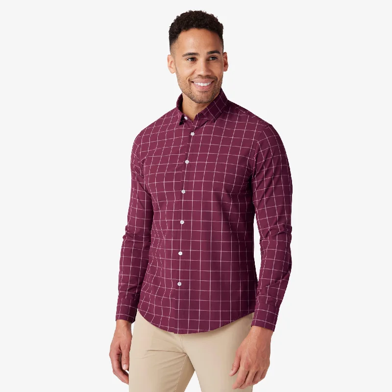 Mizzen+Main Leeward No Tuck / Garnet Washington Plaid Sleek Men's Contemporary 