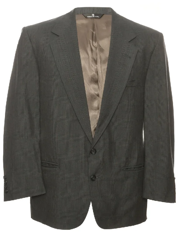Checked Dark Grey Blazer - L Modern Men's Geometric