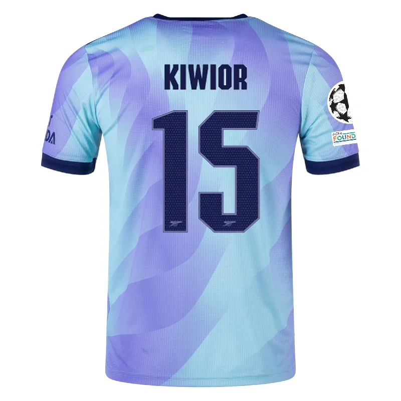 adidas Arsenal Authentic Jakub Kiwior Third Jersey w/ Champions League Patches 24/25 (Clear Aqua/Light Flash Purple) Classic Men's Pin