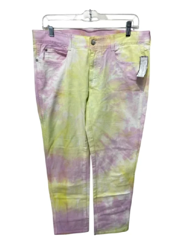 Stella McCartney Size 31 Pink & Yellow Cotton Blend Mid Rise Tie Dye Jeans Polished Men's Satin