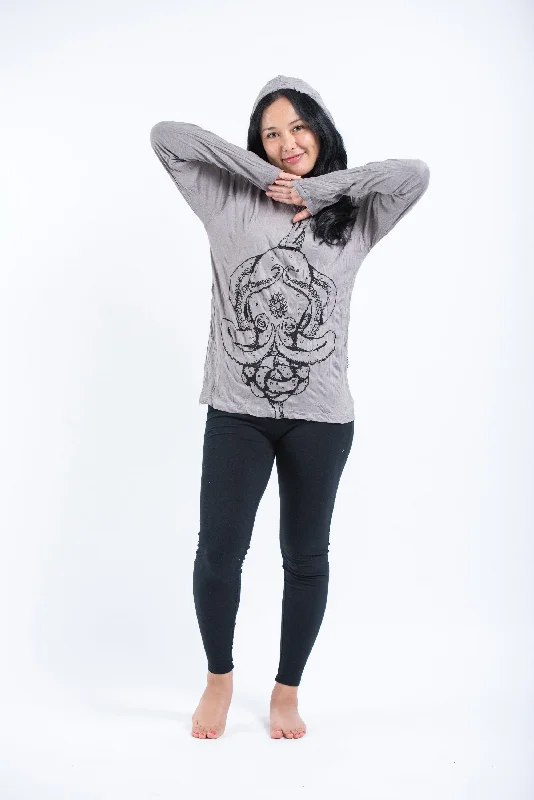 Unisex Octopus Mandala Hoodie in Gray Confident Men's High