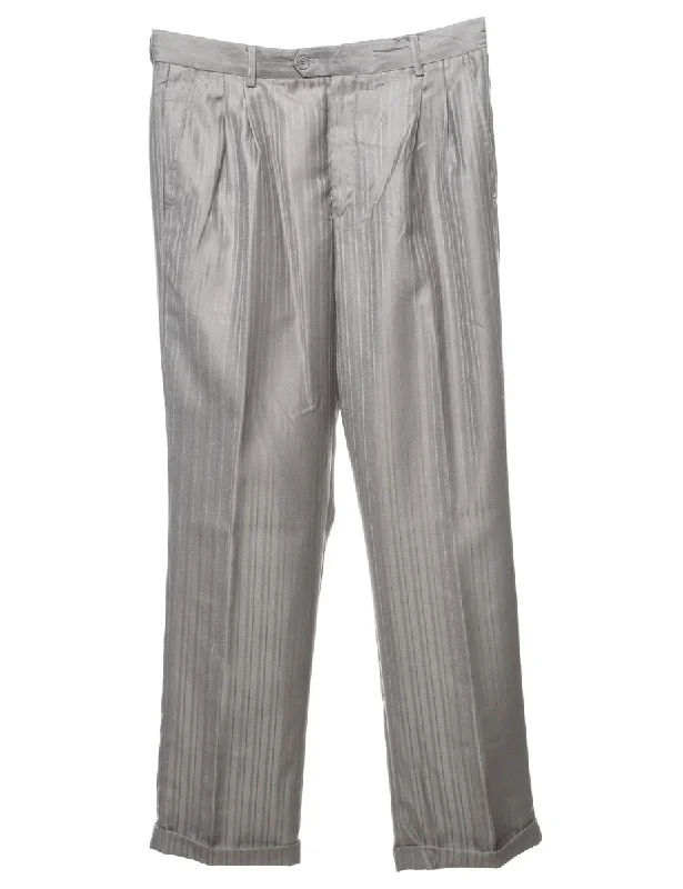 Classic Silver Striped Trousers - W34 L32 Bold Men's Animal