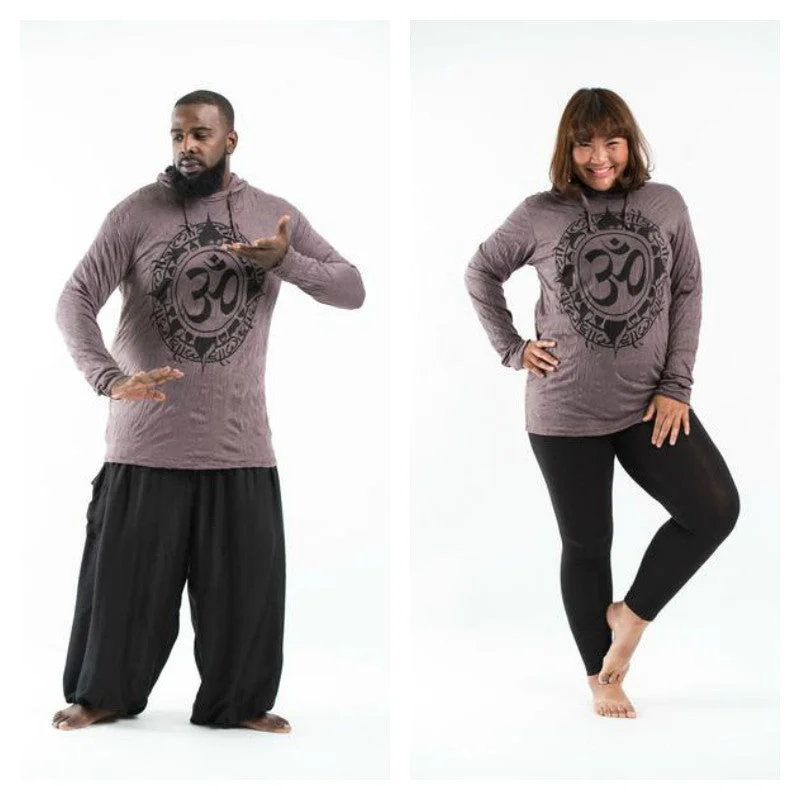 Plus Size Unisex Infinitee Om Hoodie in Brown Relaxed Men's Beach