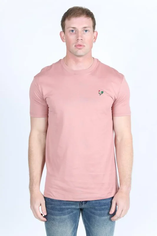Men's Rooster Logo Cotton Salmon T-Shirt Gym