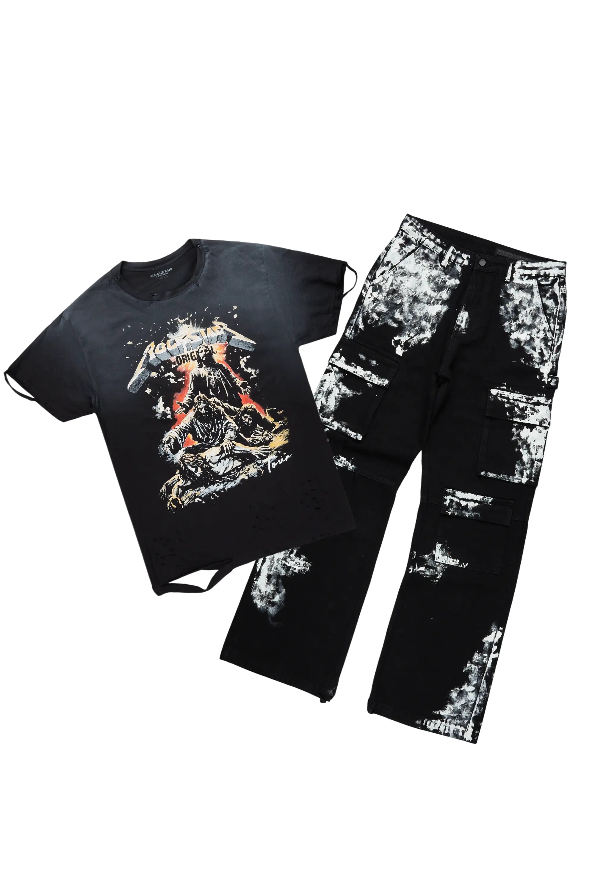 Akando Black T-Shirt & Baha Baggy Jean Bundle Sophisticated Men's 