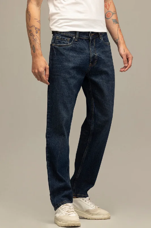 Refined Navy Relaxed Fit Jeans Stylish Men's Neon