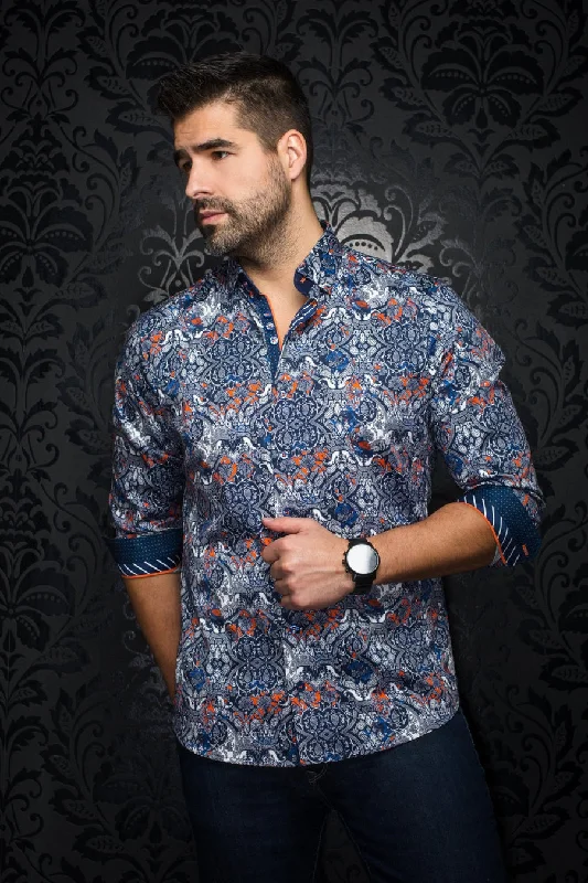 Au Noir Stretch Shirt | Murato Navy Orange Tough Men's Military