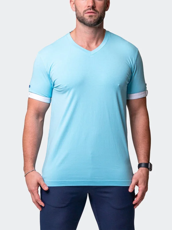 Maceoo Stretch Short-Sleeve Tshirts | V-Neck VivaldiSolidCamoLight Blue Adventure