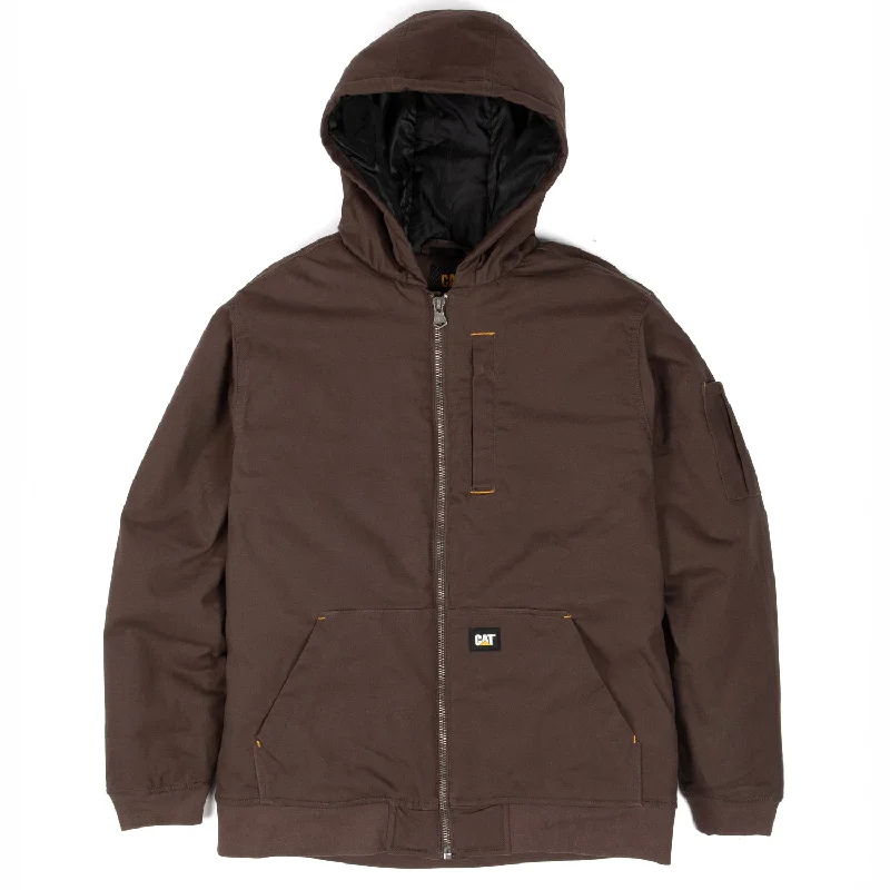 CAT Men's Durable Water Repellent Zip Hooded Canvas Bomber Jacket Sleek Men's Metallic