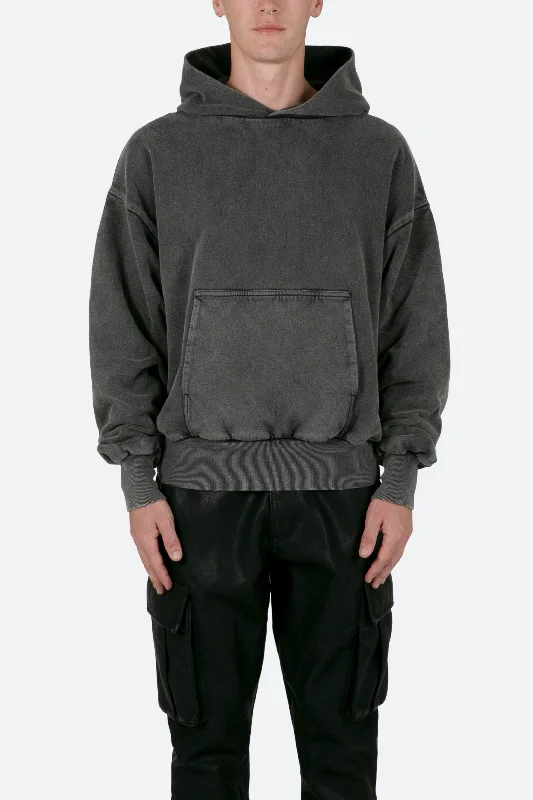 Double Layer Hoodie - Vintage Black Youthful Men's Pop