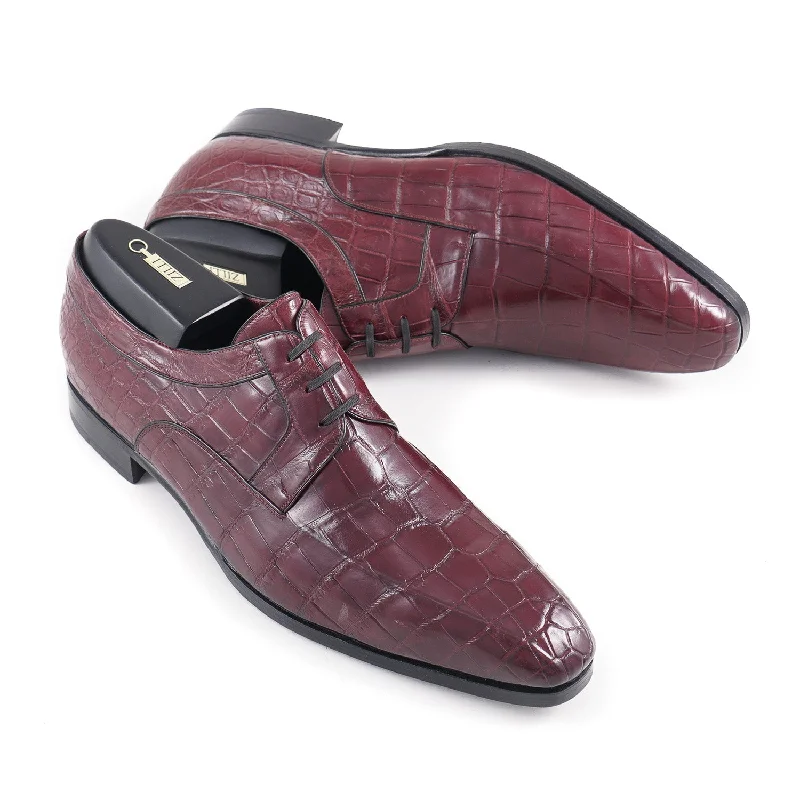 Zilli Burgundy Full Crocodile Derby Confident Men's High