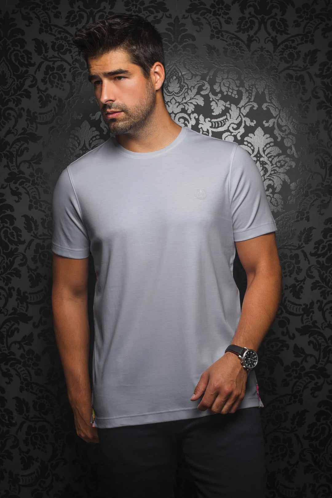 Au Noir Stretch Short-Sleeve Shirt | T-shirt Crew Neck - Michael Light Grey Practical Men's Multi