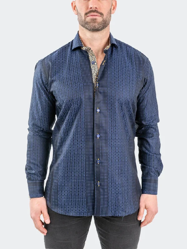 Maceoo Stretch Shirt | Einstein JacqHoneyThree Blue Casual Men's Japanese 