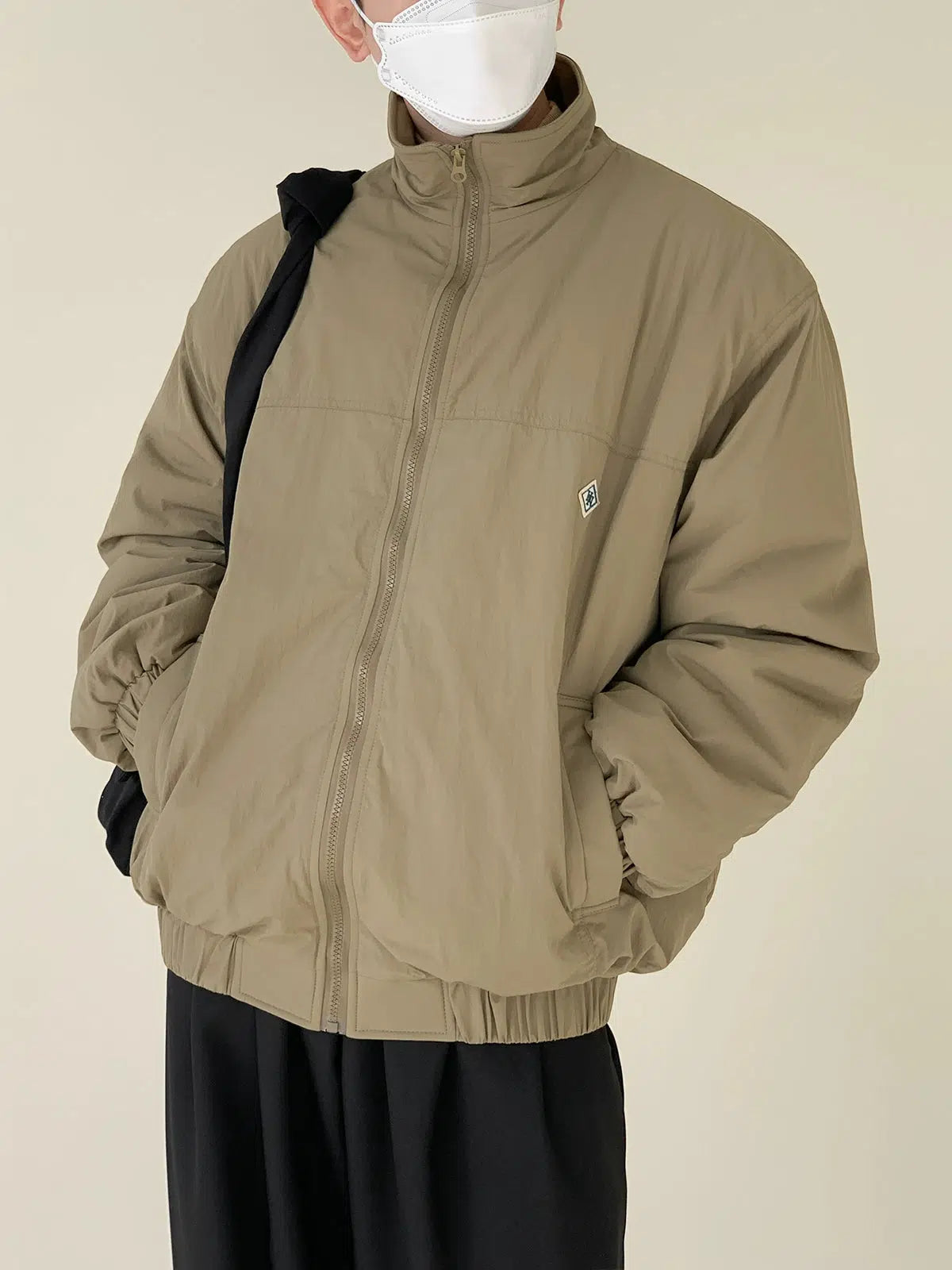 Stand Collar Nylon Jacket Beach