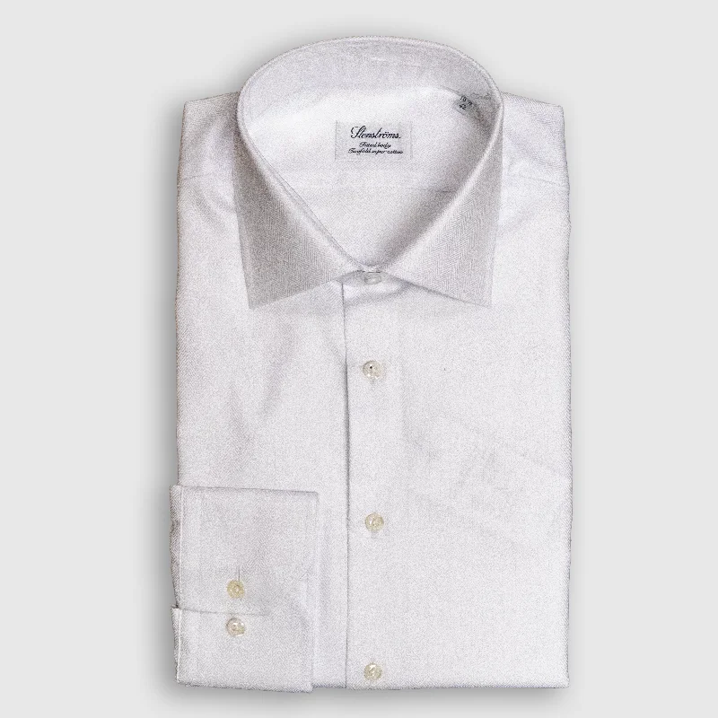 STENSTROMS WHT HBONE DRESS SHIRT Classic Men's Pin