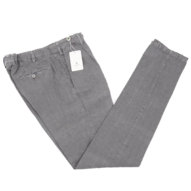 Luigi Borrelli Garment-Washed Linen Pants Trendy Men's Bucket