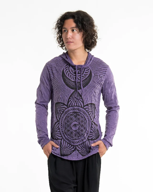 Unisex Sacred Geometry Mandala Hoodie in Purple Youthful Men's Pop