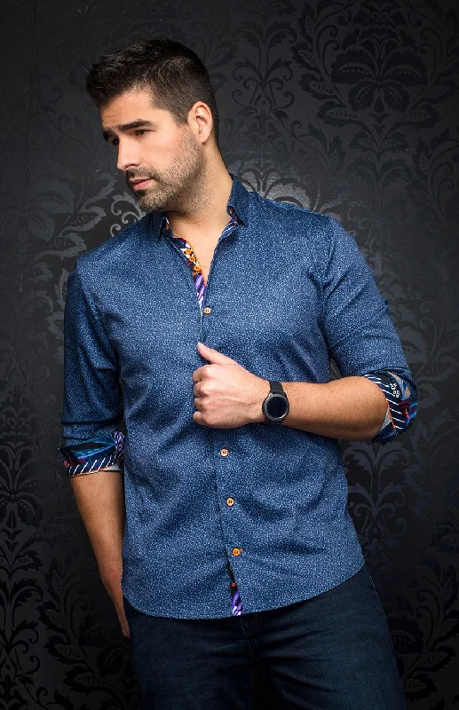 Au Noir Stretch Shirt | Mozi Navy Lumberjack