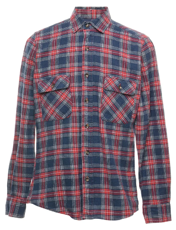 Navy Checked Shirt - M Traditional Men's Country