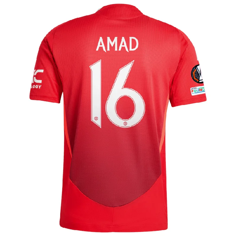 adidas Manchester United Authentic Amad Diallo Home Jersey w/ Europa League Patches 24/25 (MUFC Red/Bright Red) Refined Men's Velvet adidas Manchester United Authentic Amad Diallo Home Jersey w/ Europa League Patches 24/25 (MUFC Red/Bright Red) Refined Men's Velvet