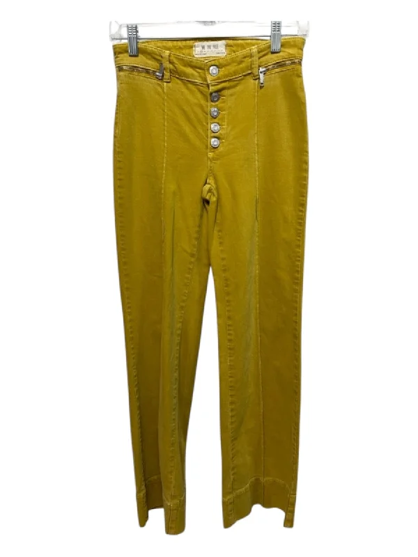 We The Free Size 25 Yellow Cotton Denim High Rise Front Seam Flare Jeans Practical Men's Quick