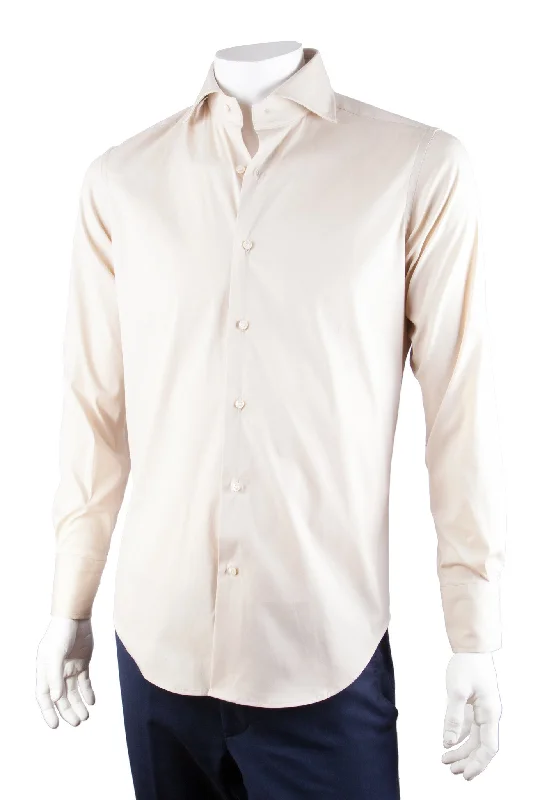 Tan Solid Cotton Shirt Beach