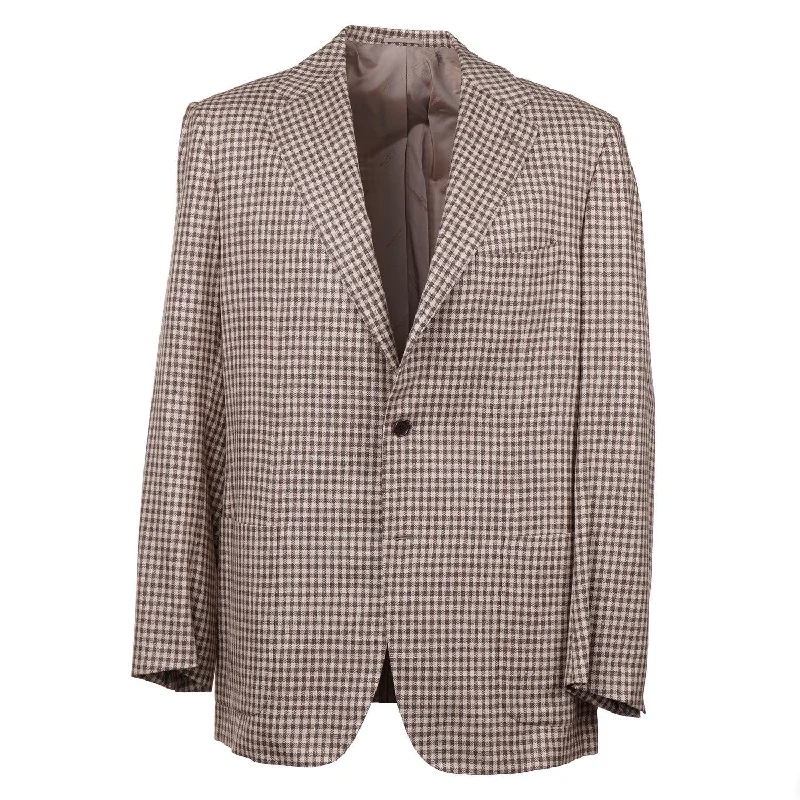 Kiton Layered Check Cashmere-Linen-Silk Sport Coat Artistic Men's Hand