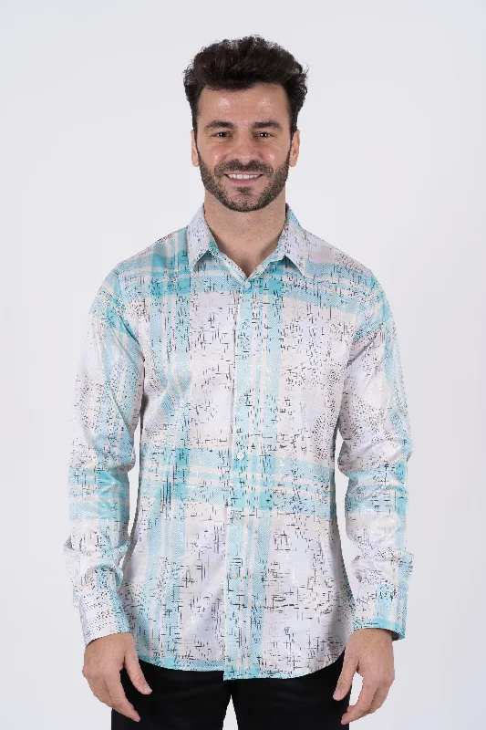 Mens Modern Fit Stretch Foiled Shirt - White Tailored