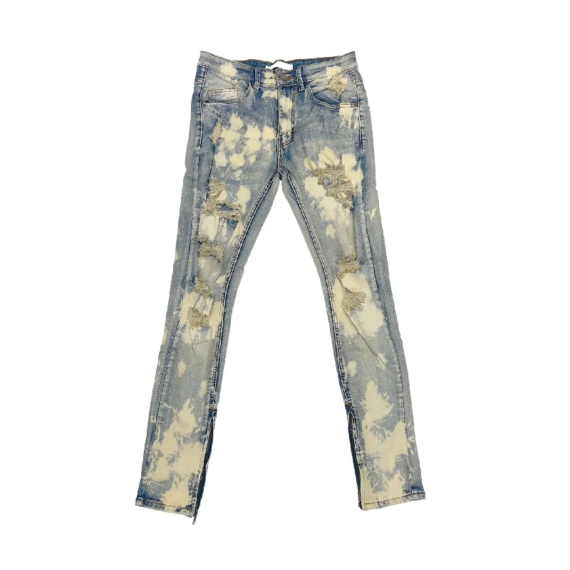 KDNK Bleached Spot Denim Jean (Medium Vintage Blue) Vintage Men's 1970S Disco