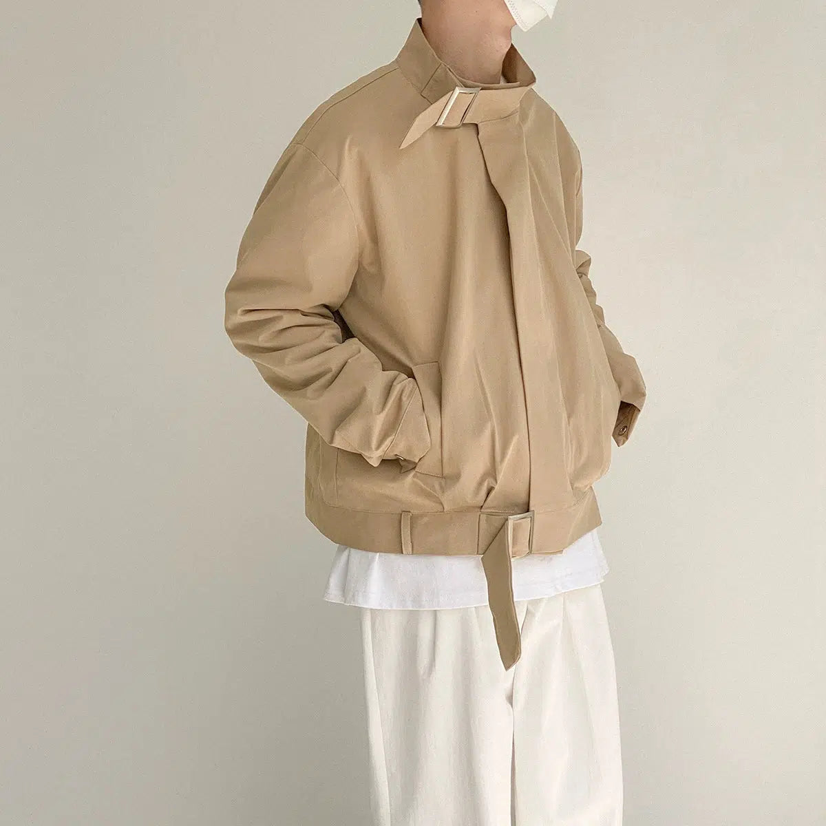 Retro Short Casual Stand Collar Jacket Relaxed Men's Beach