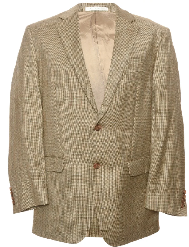 Single Breasted Light Brown Blazer - L Traditional Men's Wool