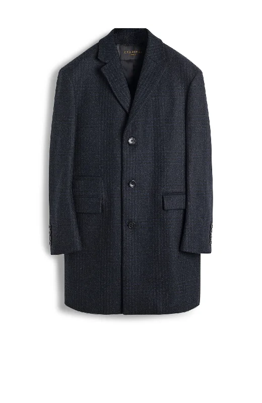 SHERWOOD NAVY PLAID WOOL TOPCOAT Tough Men's Tactical