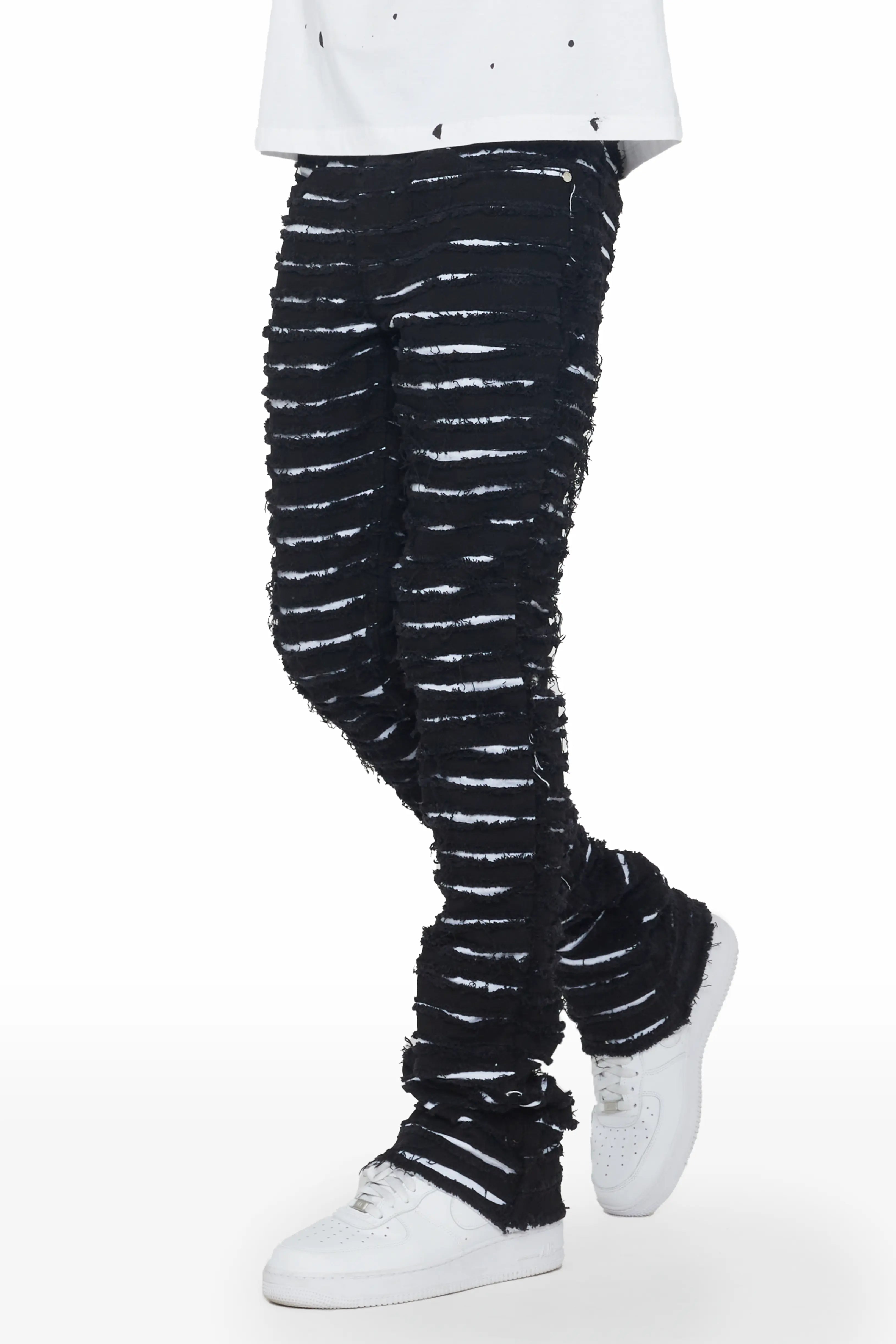 Korren White/Black Stacked Flare Jean Business