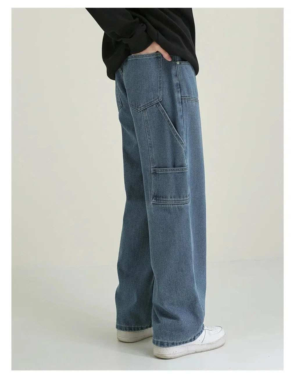 Washed Overalls Straight-leg Jeans Casual Men's Short