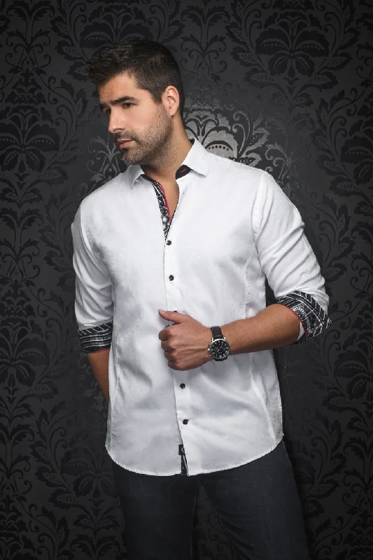 Au Noir Stretch Shirts | Dominion White Hip Men's Retro