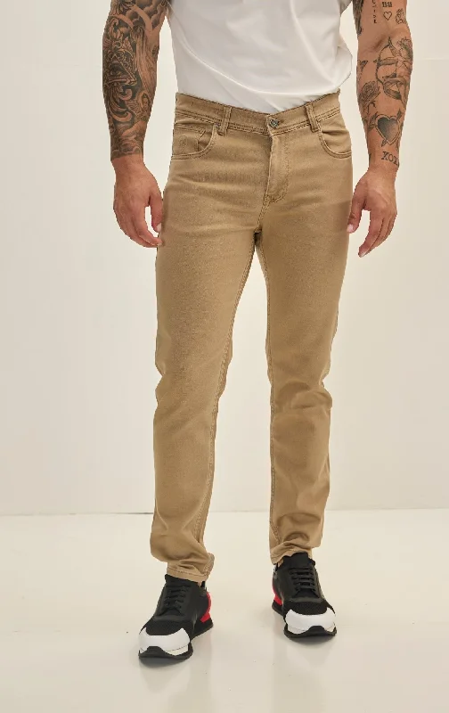 Super Soft 5-pocket Style Pants - Milk Brown British Gentleman Style
