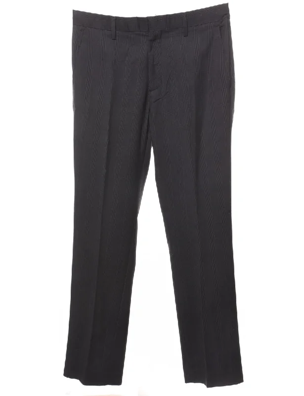 DKNY Black Striped Trousers - W33 L30 Stylish Men's Tropical 