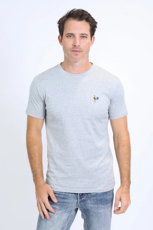 Men's Rooster Logo Cotton Gray T-Shirt Masculine Men's 