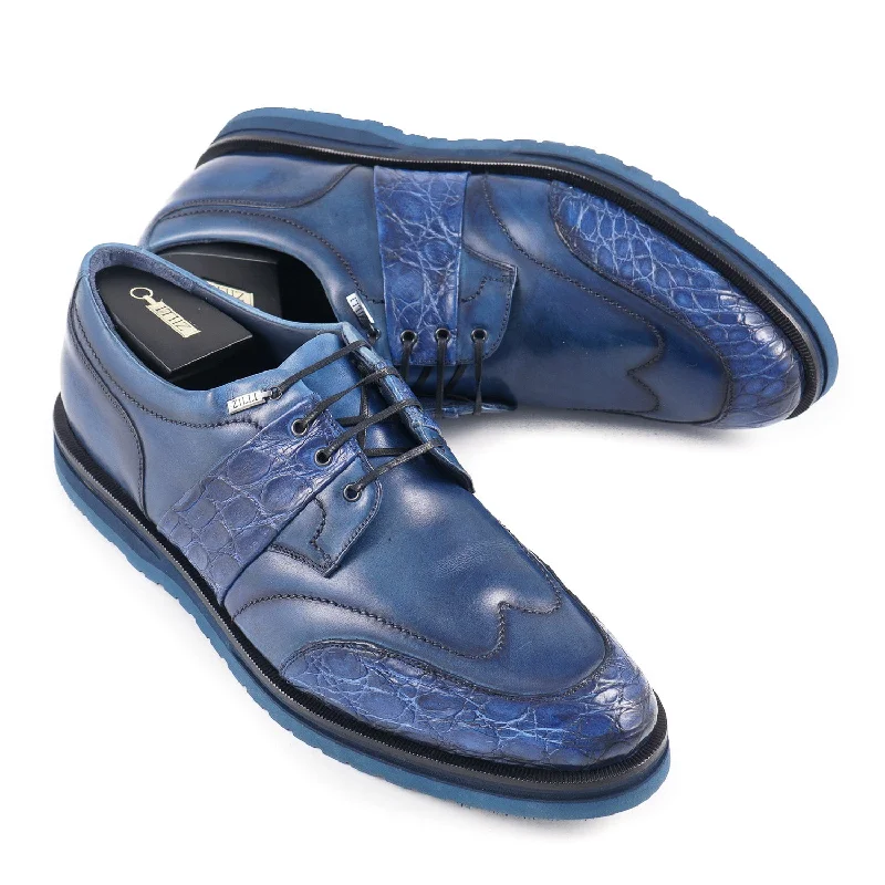 Zilli Crocodile and Calf Leather Derby Stylish Men's Neon