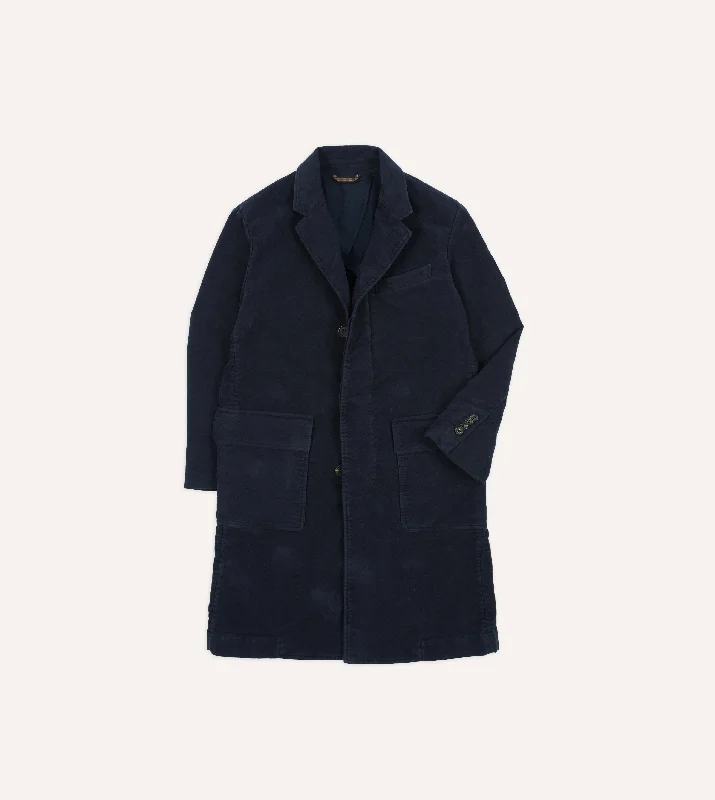 Navy Moleskin Overcoat Classic Men's Pin