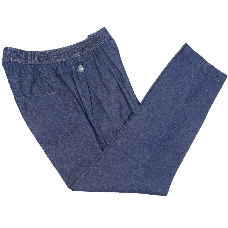 Luigi Borrelli Lightweight Chambray Pants Unique Men's Patch