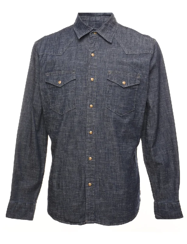 Wrangler Dark Wash Denim Shirt - M Sophisticated Men's 