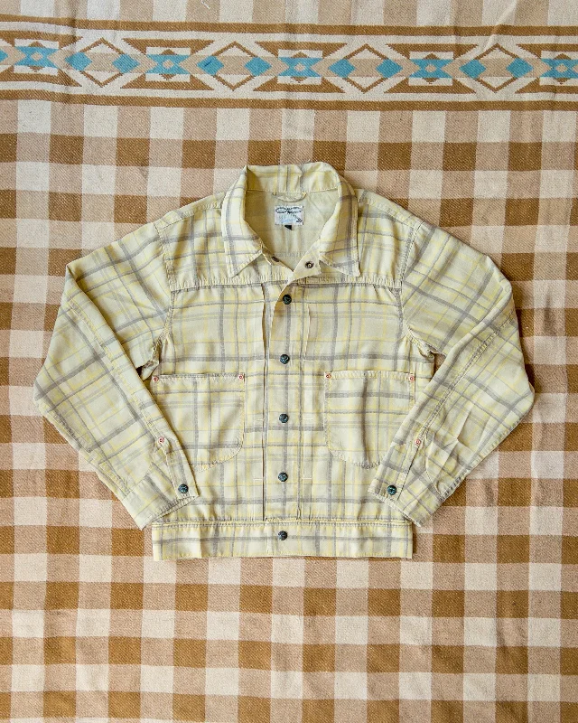 Printed Corral Plaid Tencel Ranch Jacket - Sunflower Vintage Men's 1970S Disco