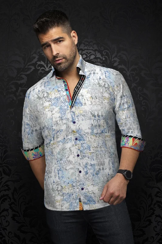 Au Noir Stretch Shirt | Gomera White Multi Dynamic Men's Glow